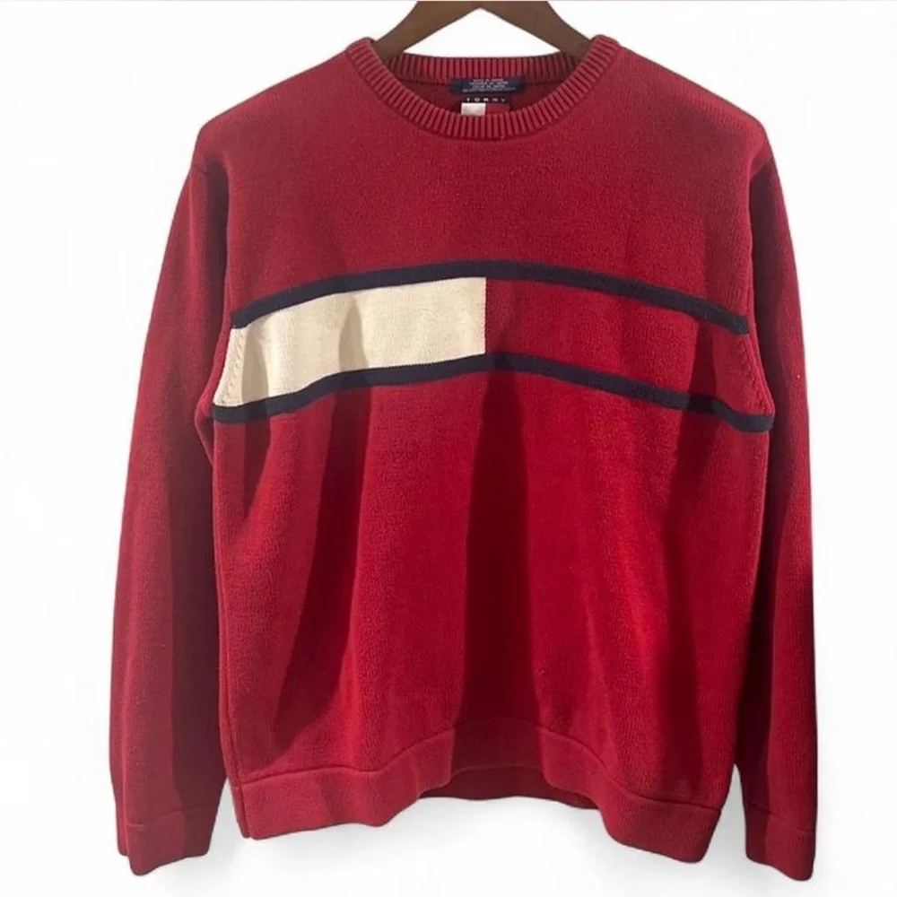 Vintage Tommy Hilfiger Made in Japan Red Crewneck Sweater Size Men’s Large
